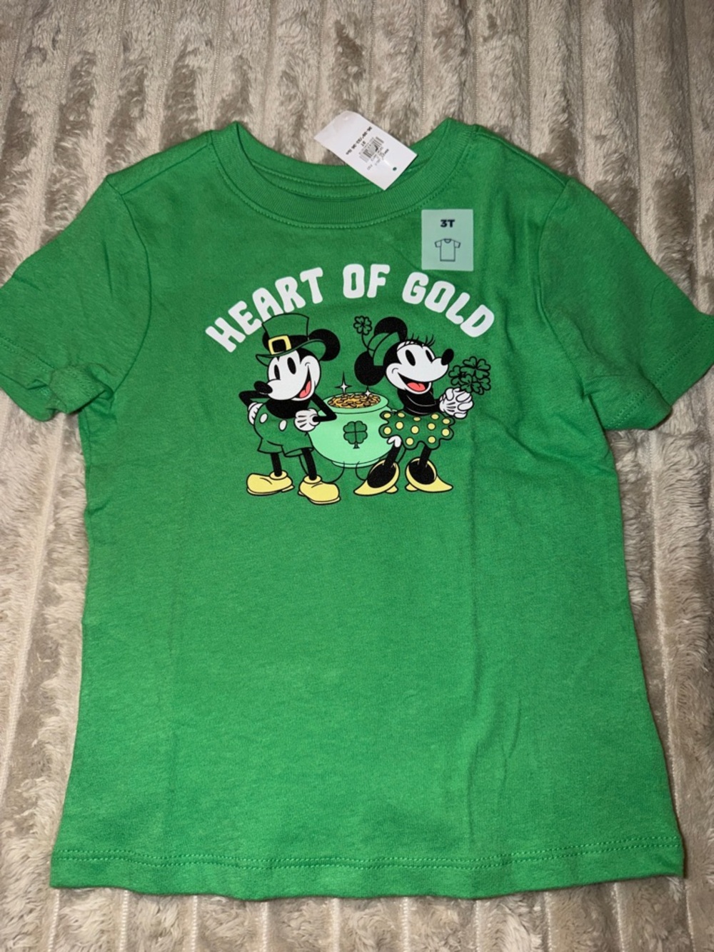 Old Navy Green "Heart of Gold" Kids Tee with Classic Characters